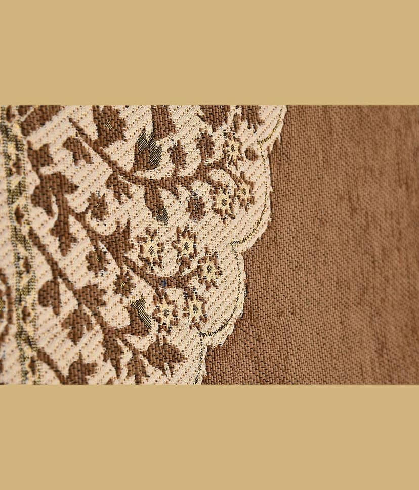FURNISHING HUT Self Design Velvet 6 Seater Rectangle Table Cover ( 137 x 90 ) cm Pack of 1 Beige view 2