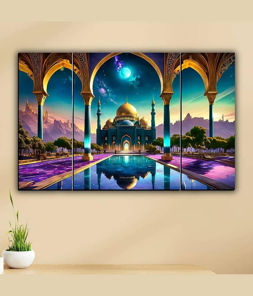 SNDArt Set Of 3 Islamic Religious Wall Paintings For Home Décor Gift Items 12 x 18 inch