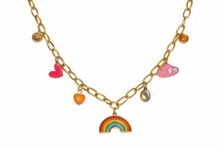 Anti Tarnish Stainless Steel Rainbow Charm Necklace