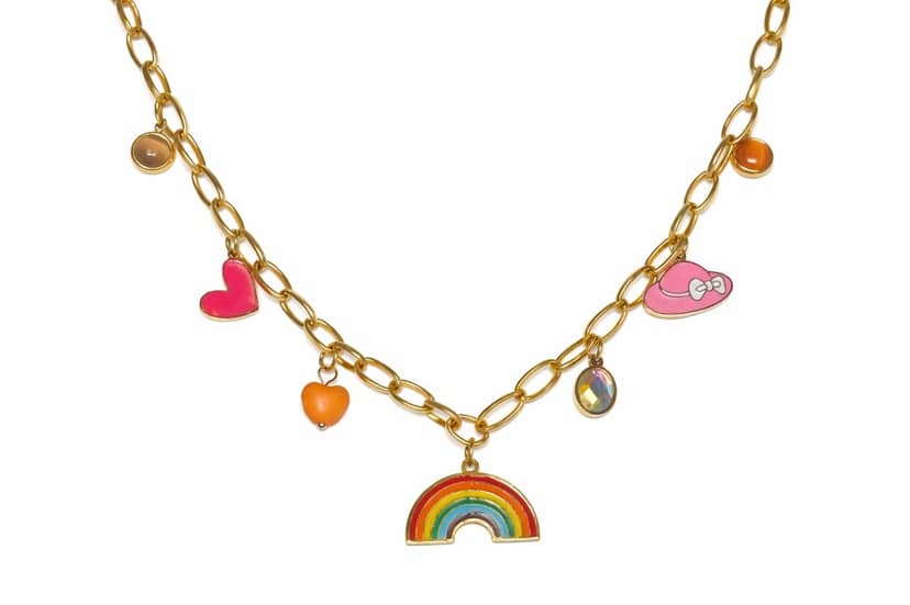 Anti Tarnish Stainless Steel Rainbow Charm Necklace