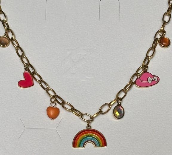 Anti Tarnish Stainless Steel Rainbow Charm Necklace view 3