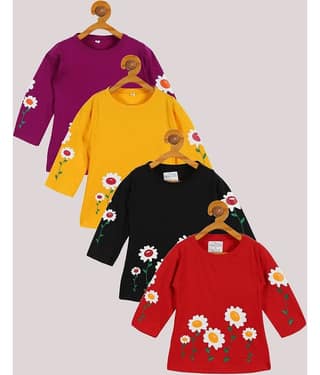 Babeezworld Pack of 4 Baby Girls Cotton T-Shirt ( Multi )