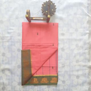 Cotton Saree without Blouse -Flower Border