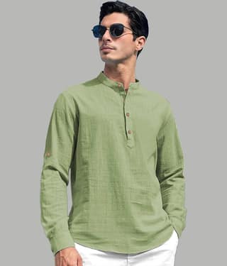 Vida Loca Yellow Cotton Blend Men's Shirt Style Kurta ( Pack of 1 )