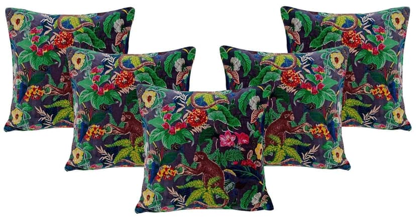 Kirti Finishing | Gray Monkey Print Velvet Cushion Cover view 4