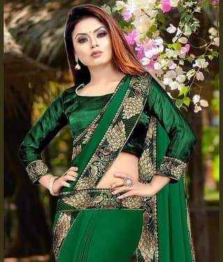 WXW Fashion Lycra Embroidered Regular Saree With Unstitched Blouse Piece ( Brown )
