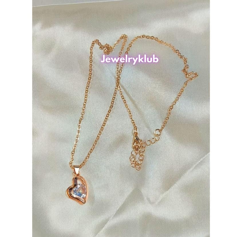Jewelryklub AD Cubic Zirconia Pendant Necklace Chain For Women Girls Anti Tarnish Stainless Steel Rose Gold Design 9 view 4