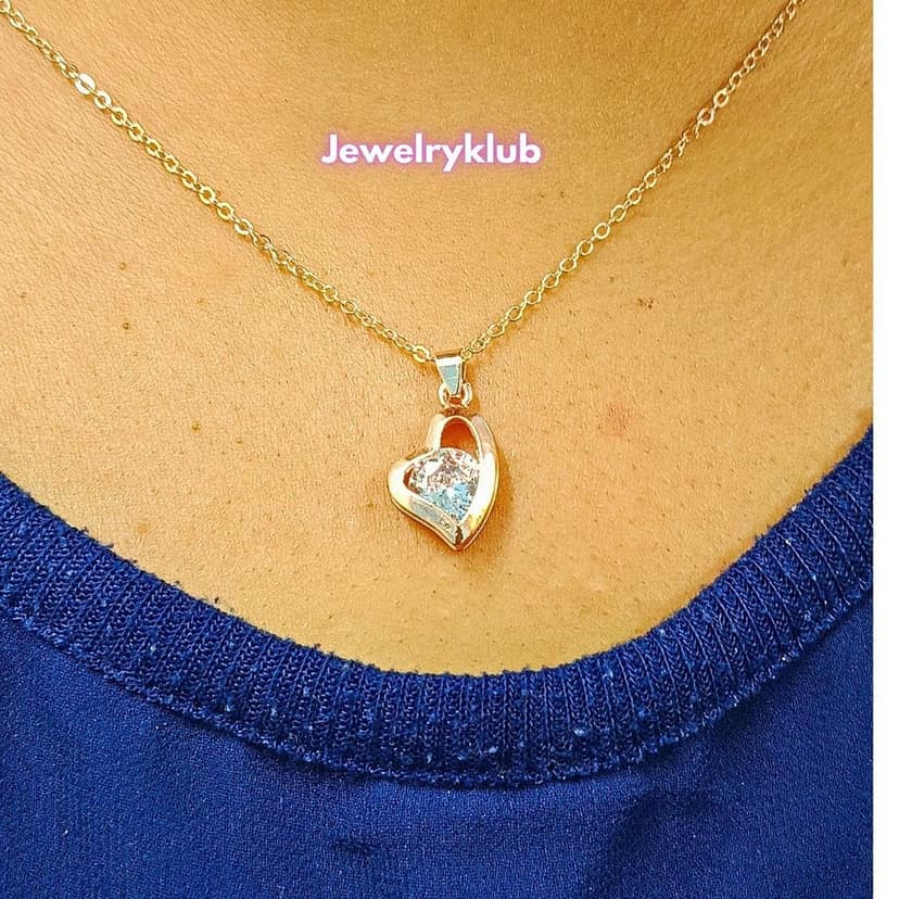 Jewelryklub AD Cubic Zirconia Pendant Necklace Chain For Women Girls Anti Tarnish Stainless Steel Rose Gold Design 9 view 5