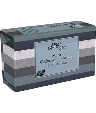 Mirah Belle - Organic Mens Soap 125 gm - With Cedarwood & Amber - For Dry & Rough Skin- Handmade Soap