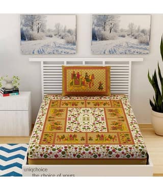 Uniqchoice Cotton Single Bedsheet ( Yellow )