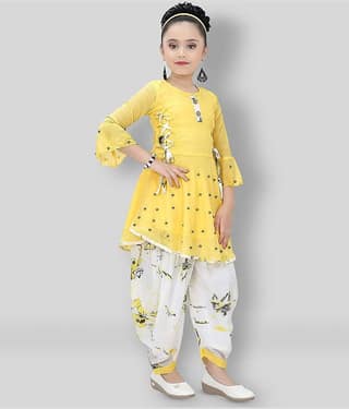 Cherry Tree Girls Cotton Blend Suit Set ( Yellow )