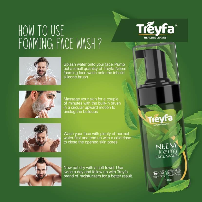 TREYFA Neem foaming face wash for deep exfoliation, dirt removal & brightness for Face Wash (100 ml) view 4