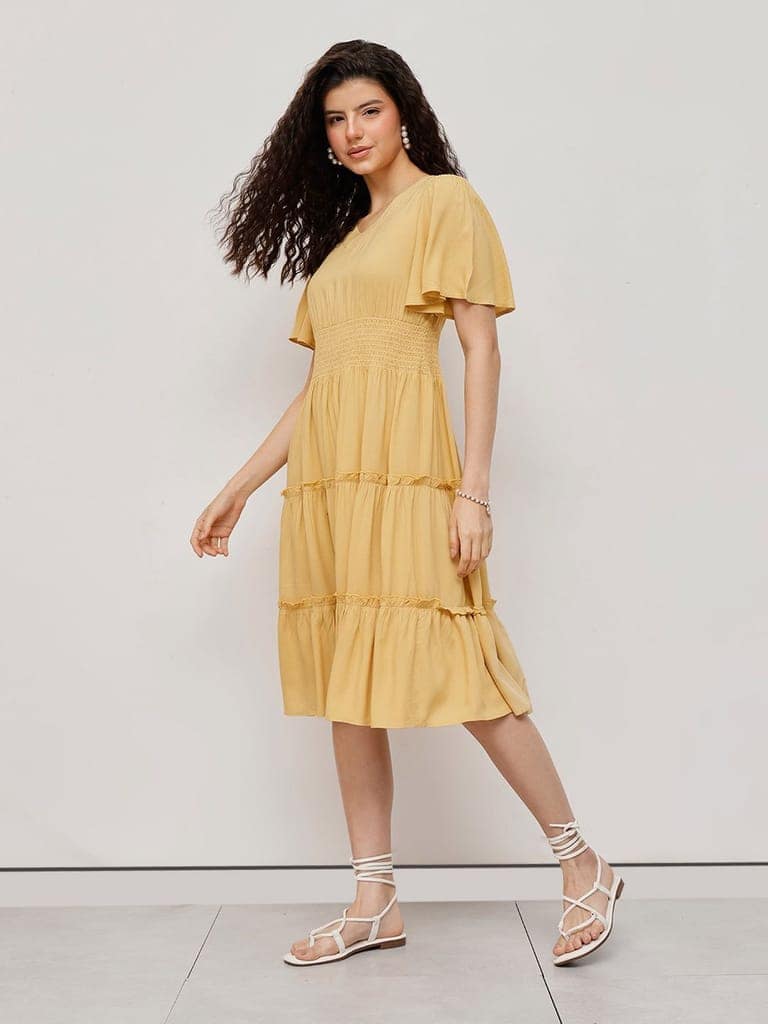 Flounce Midi Summer Dress Yellow view 4
