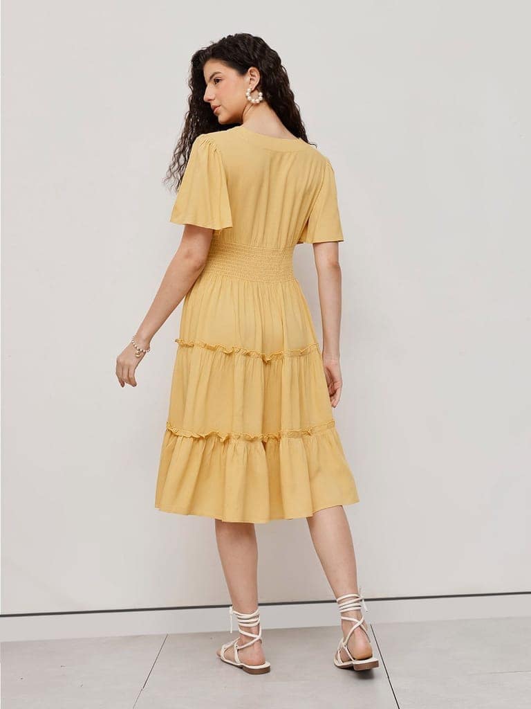 Flounce Midi Summer Dress Yellow view 6