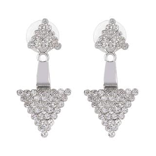 Diamond Studded Double Usable Silver Drop Earrings for Girls Brass Material for Women's Fashion Jewellery for Festival