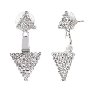 Diamond Studded Double Usable Silver Drop Earrings for Girls Brass Material for Women's Fashion Jewellery for Festival view 2