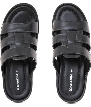 Khadim's - Black Men's Leather Slipper