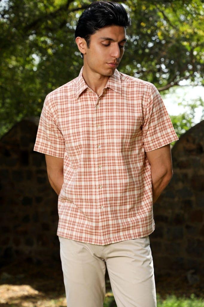 Arka Cotton Checked Half Sleeve Shirt view 4