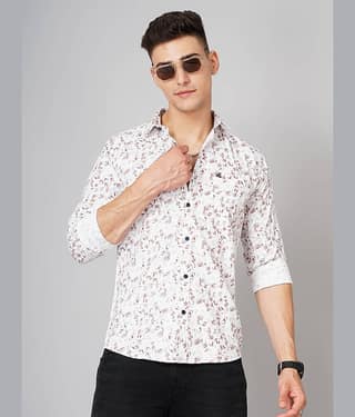 Paul Street 100% Cotton Slim Fit Printed Full Sleeves Men's Casual Shirt - Brown ( Pack of 1 )