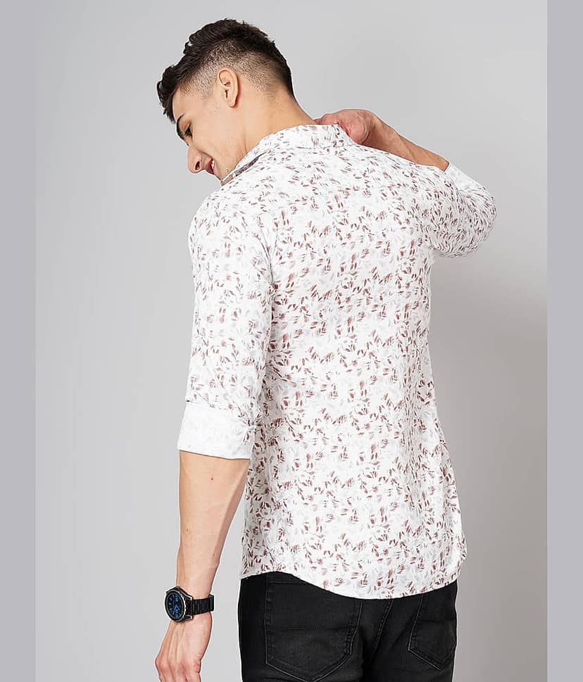 Paul Street 100% Cotton Slim Fit Printed Full Sleeves Men's Casual Shirt - Brown ( Pack of 1 ) view 4