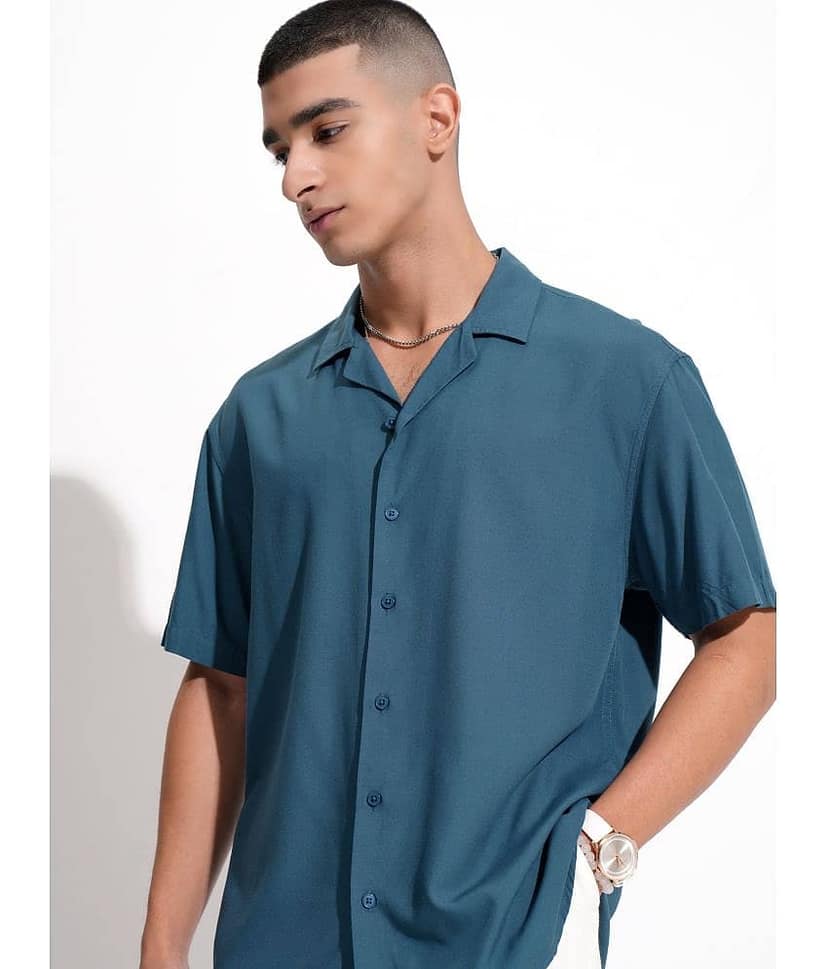 Ketch Viscose Regular Fit Solids Half Sleeves Men's Casual Shirt - Teal ( Pack of 1 )