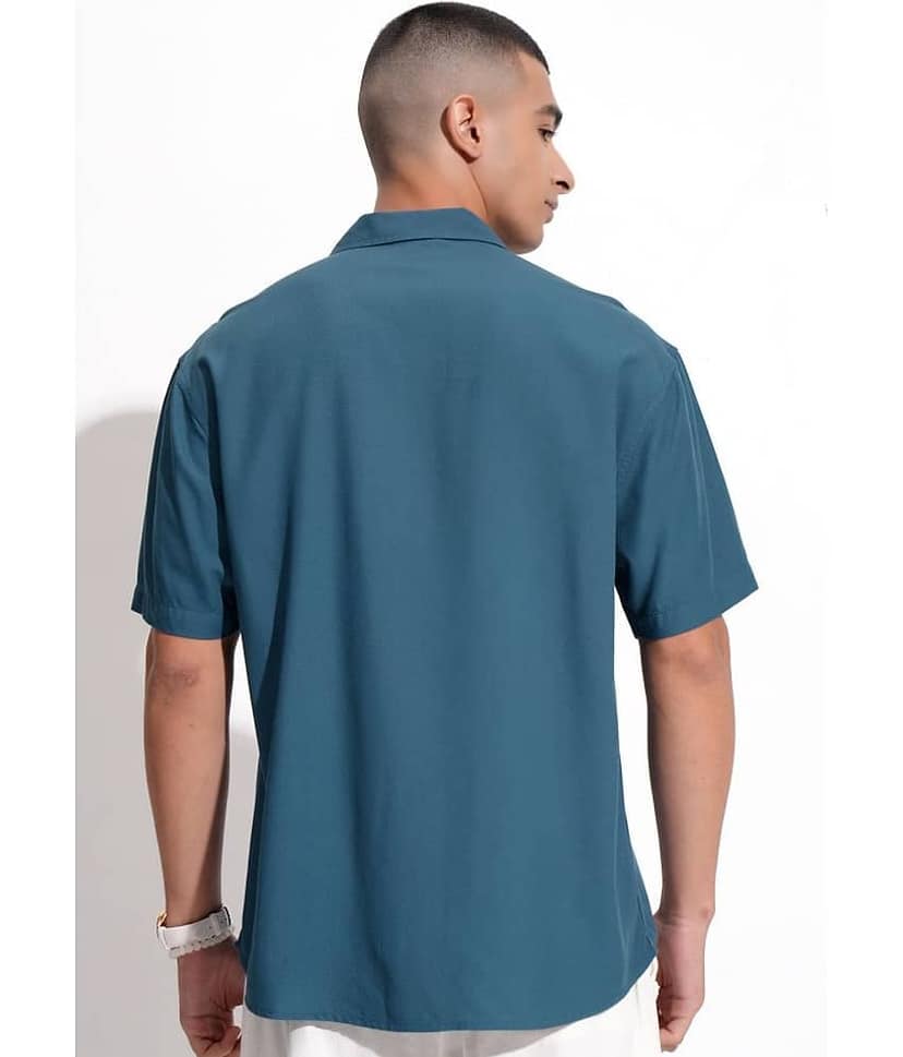 Ketch Viscose Regular Fit Solids Half Sleeves Men's Casual Shirt - Teal ( Pack of 1 ) view 4