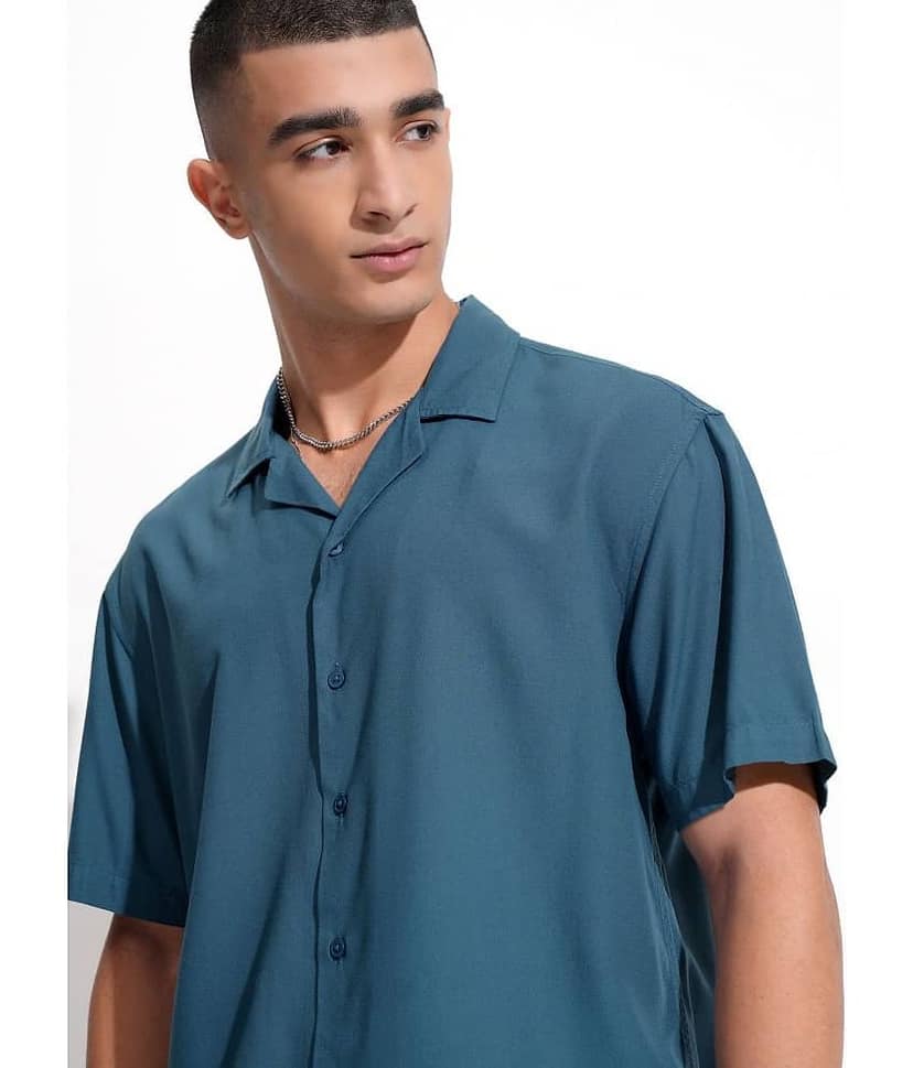 Ketch Viscose Regular Fit Solids Half Sleeves Men's Casual Shirt - Teal ( Pack of 1 ) view 6