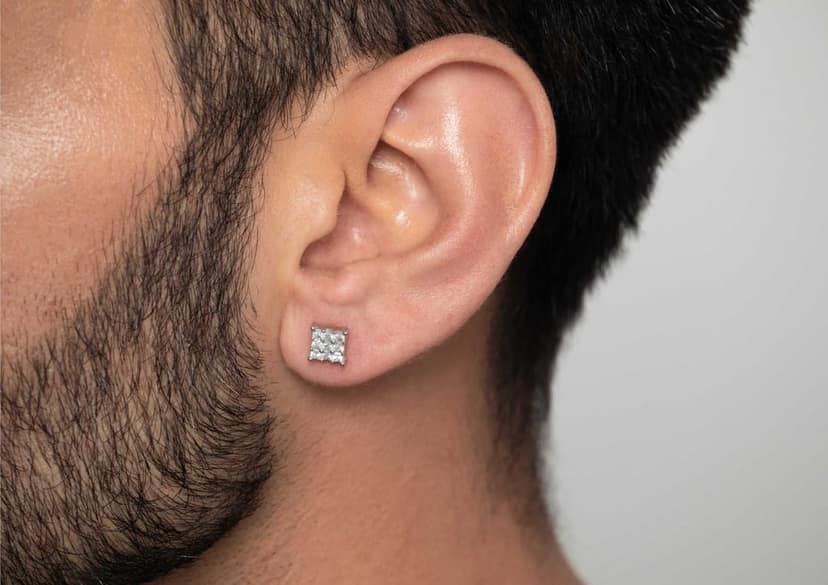 9 Square Matrix Ear Stud For Men (1 Pc Only) view 4