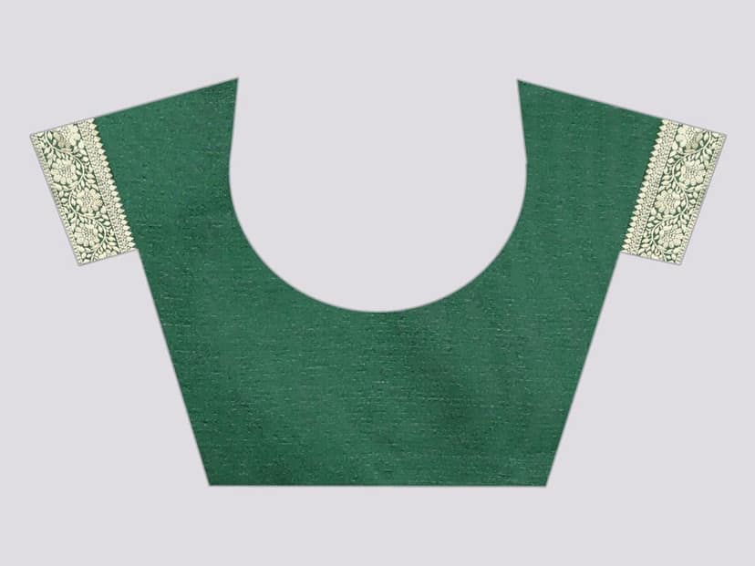 Women'sGreenBanarasiSilkWovenDesignSaree view 4