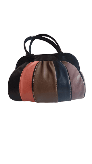 Striped Faux Leather Handbag