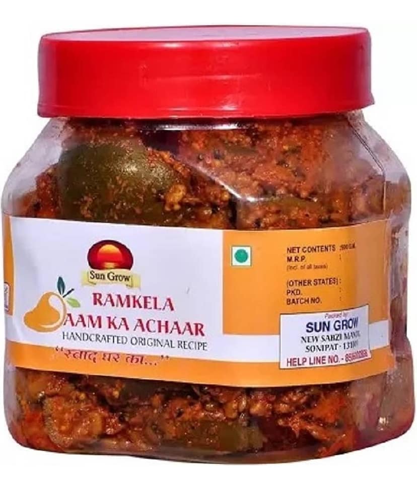 Sun Grow Herbal khada Masala Se Bana Organic Ramkela Rajasthani Mango Pickle Masaledar Raw Mango(Kairi) Pickle 500 g view 2