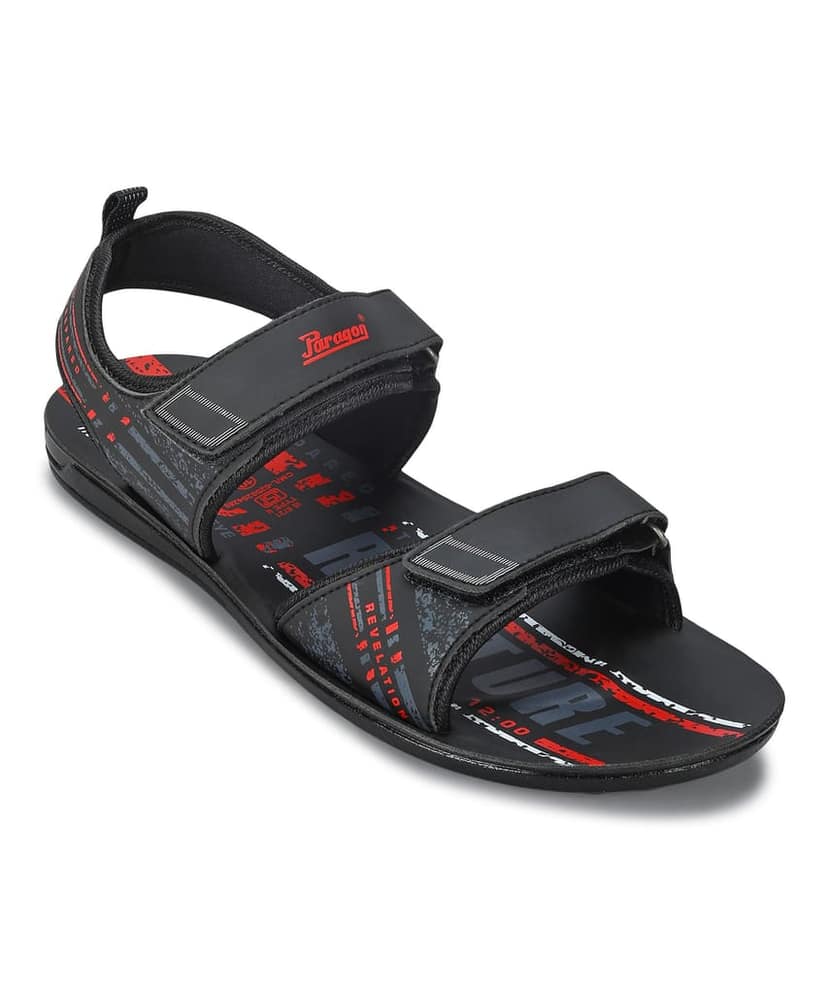 Paragon Men's Stylish Lightweight & Durable Black Velcro Dailywear Sandals view 2