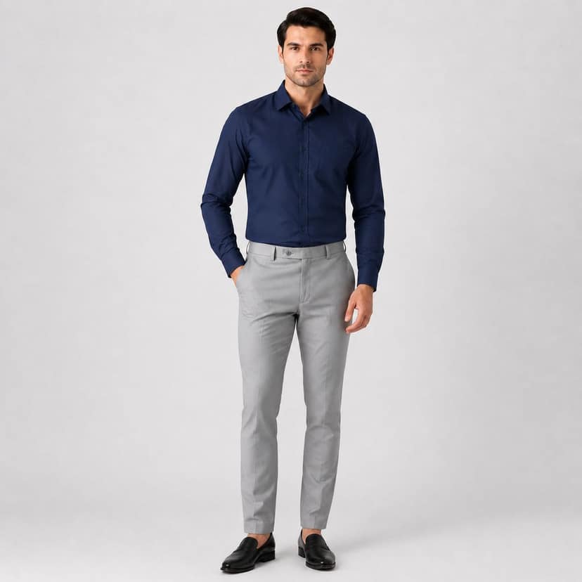 Akaya Apparels ComfortFit Light Grey Cotton Blend Trousers view 4