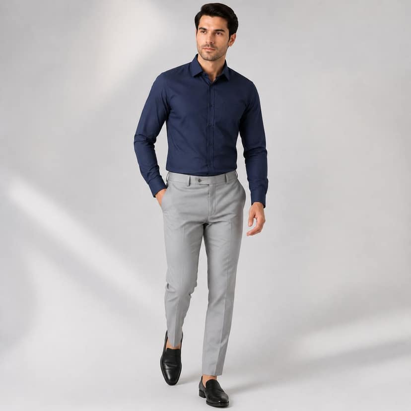 Akaya Apparels ComfortFit Light Grey Cotton Blend Trousers view 6