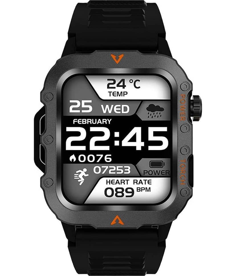 SKYRISE Sports Edition Smartwatch | Heart Rate | Steps | Wireless Charging Smartwatch (Black Strap, 1.73 Inch Big Sunlight Proof Display) view 2