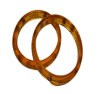 Elegant Orange Bangles with Intricate Embellishments