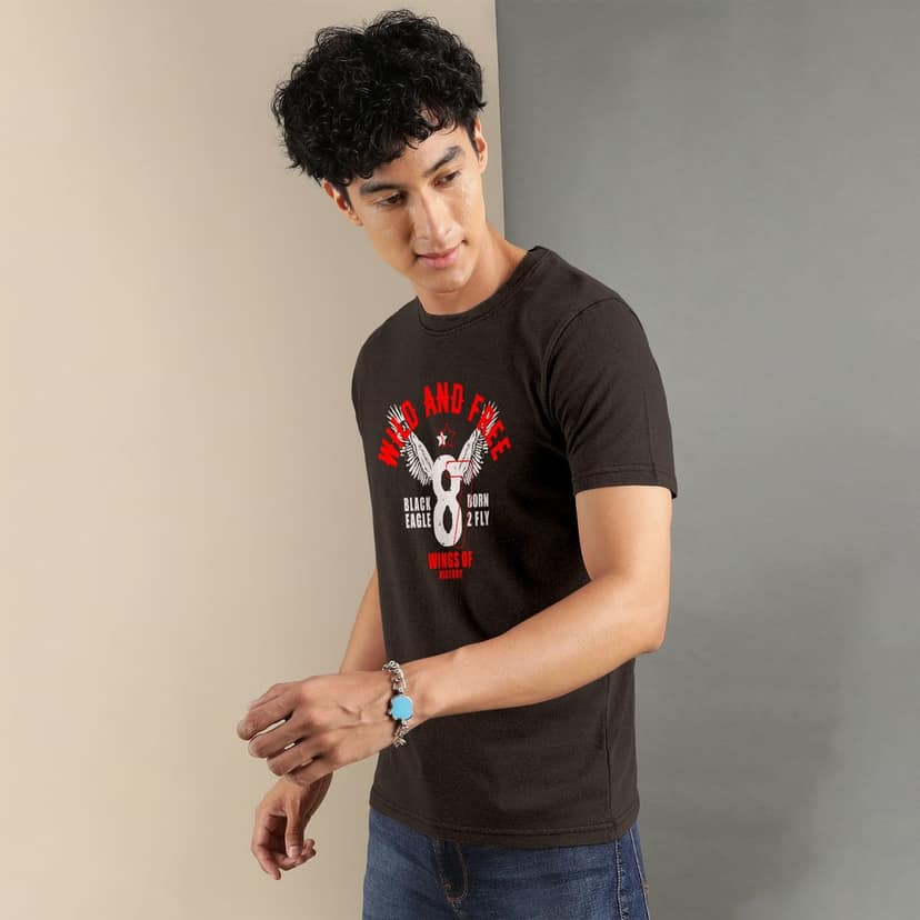 Ftx Men Printed Roundneck Cotton Rich Half Sleeve Tshirt view 4