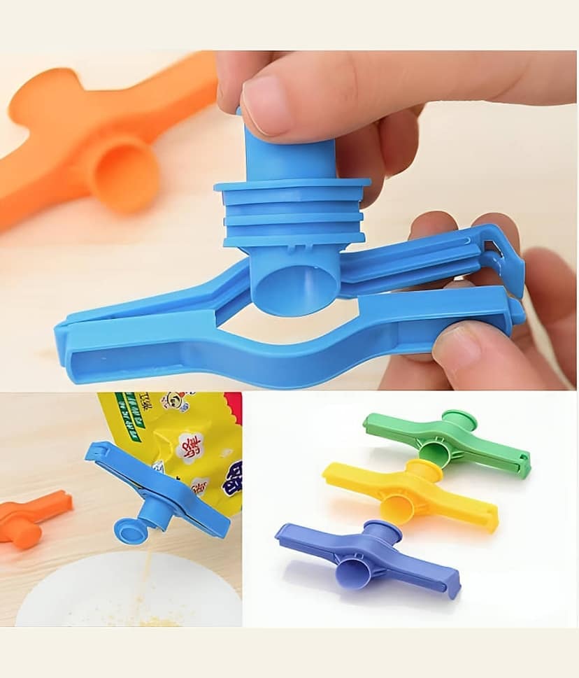 Food Snack Bag Pouch Clip Sealer with Nozzle 2 PCS view 2