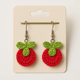 Handmade Crochet Apple Earrings - Unique, Fun & Playful Accessory