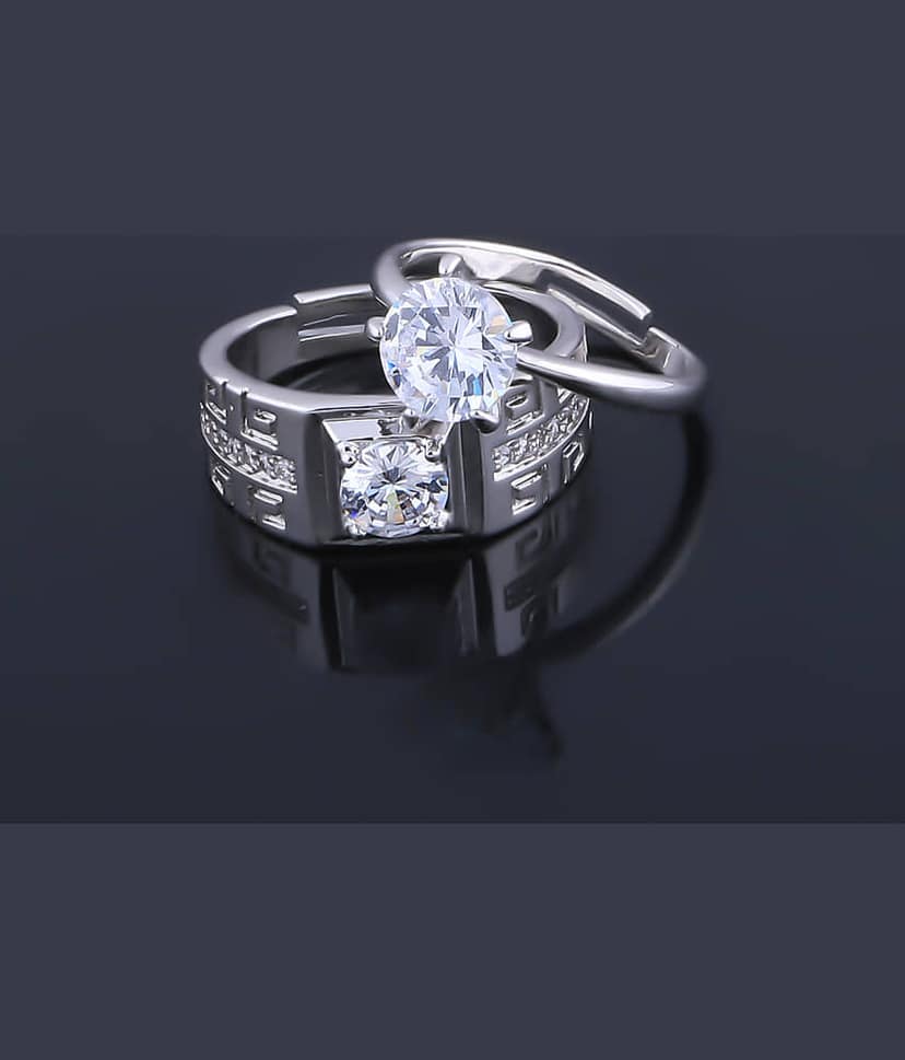 Adjustable Some One Speical Designe Amazing Couple Ring Set For Valentines Silver Plated Couple Ring For Women And Men