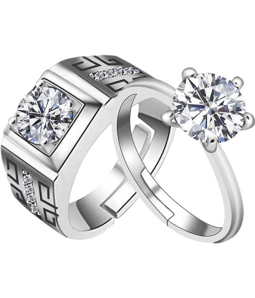 Adjustable Some One Speical Designe Amazing Couple Ring Set For Valentines Silver Plated Couple Ring For Women And Men view 2