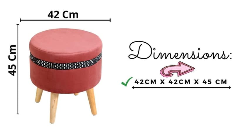 ShadowKart Pouffes Sitting Stool for Living Room, Mudda Puffy Wooden Ottoman Stools, Pouffe Footstool, Pouf for Office Home Decoration & Dressing Table, 16x16x18 Inch view 2