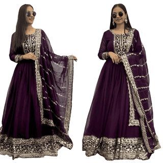 Purple Ready to wear indian salwar kameez Dupatta for women anarkali designer pakistani dresses Festival 3 piece