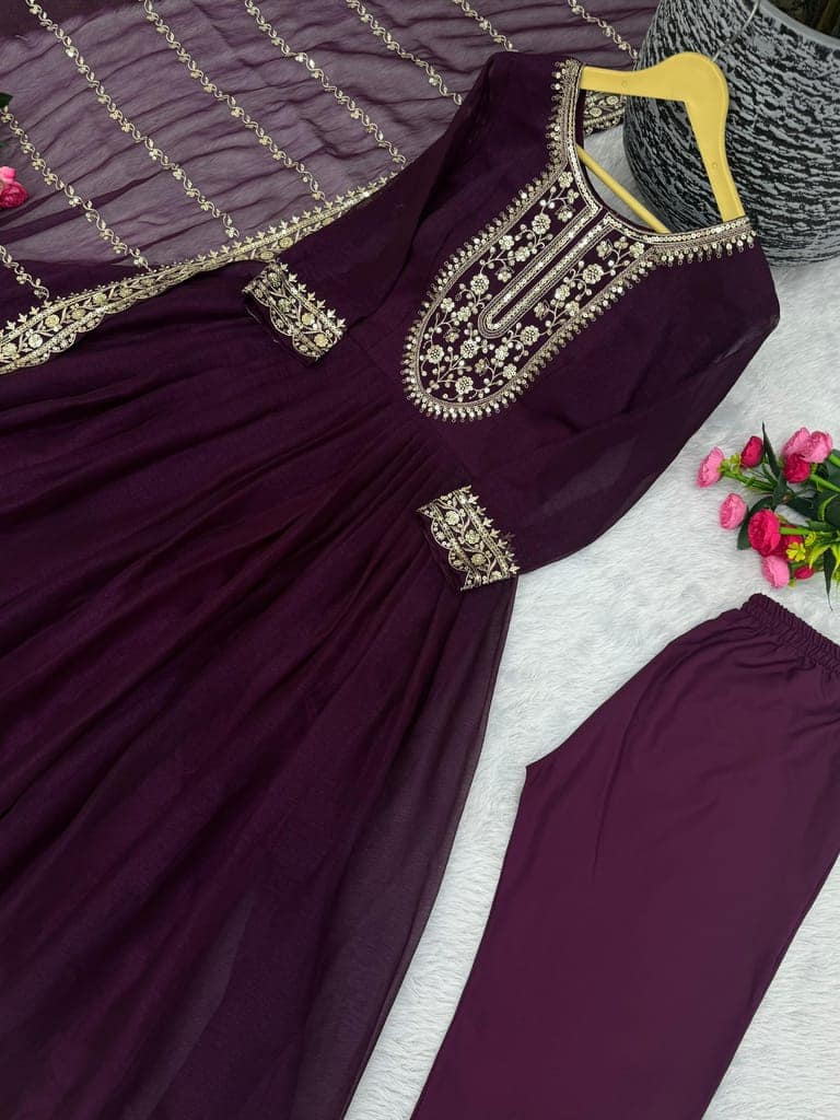 Purple Ready to wear indian salwar kameez Dupatta for women anarkali designer pakistani dresses Festival 3 piece view 7