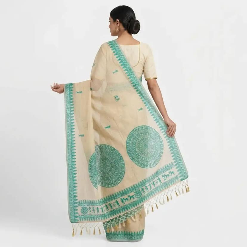 Tussar Cotton Sambalpuri Saree with Mandala Motifs view 2