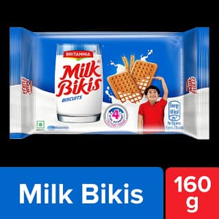 Britannia Milk Bikis Biscuit - Crunchy, Zero Trans Fat, Ready To Eat, 160 G