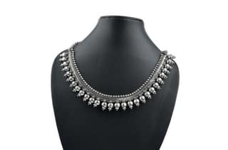 Tribes India Handcrafted Grey Metal Sheetwala Chowkad Necklace