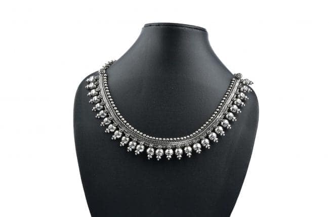 Tribes India Handcrafted Grey Metal Sheetwala Chowkad Necklace