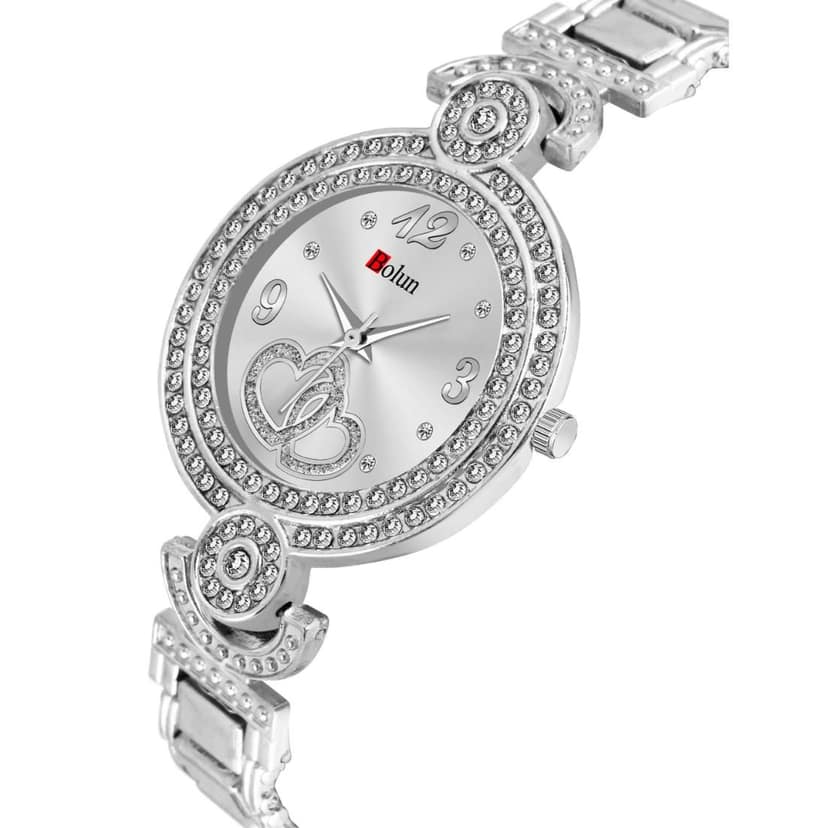 Bolun Silver Heart Dial BD Girls and Women Watch view 3