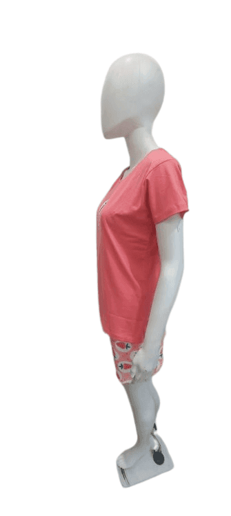 Women’s Cotton Printed Nightwear Set – Strawberry Design T-Shirt & Shorts Combo (Pink) view 3